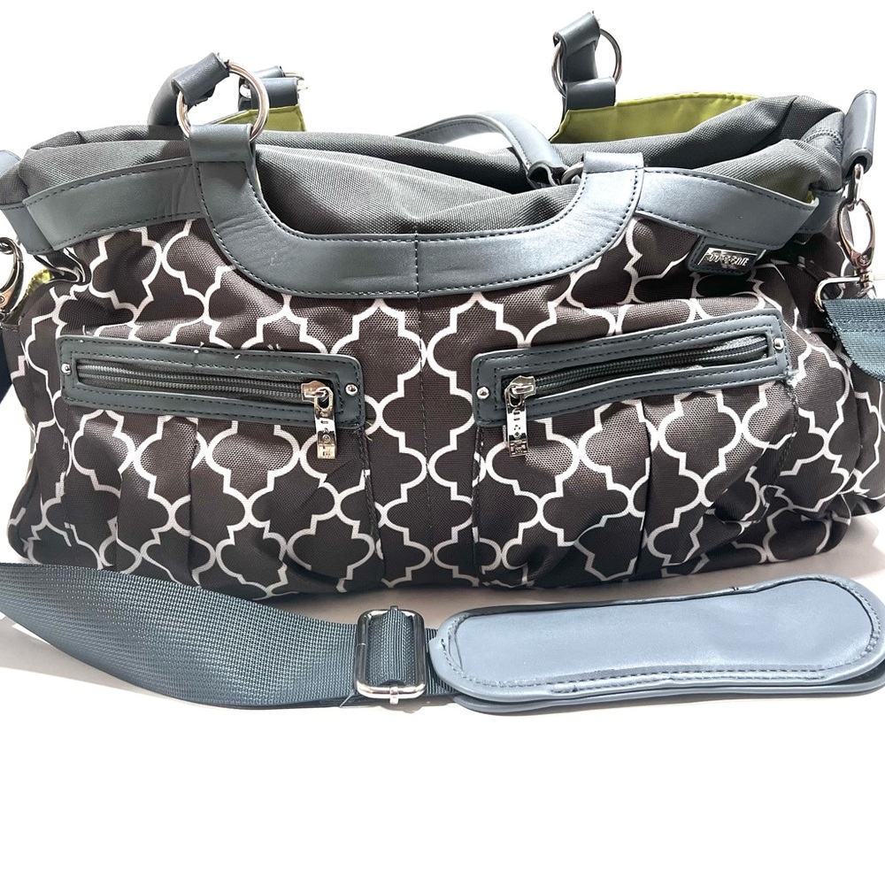 JJ Cole Satchel Diaper Bag | Azure Infinity | Gray/White